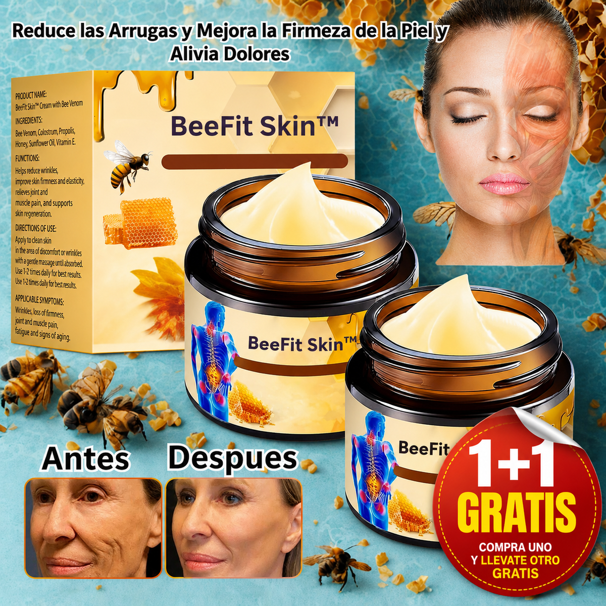 BeeFit Skin™ Crema con Veneno de Abeja Mejora tu Piel y Alivia el dolor en Articulaciones